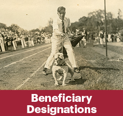 A man racing a happy dog. Gifts by Beneficiary Designation